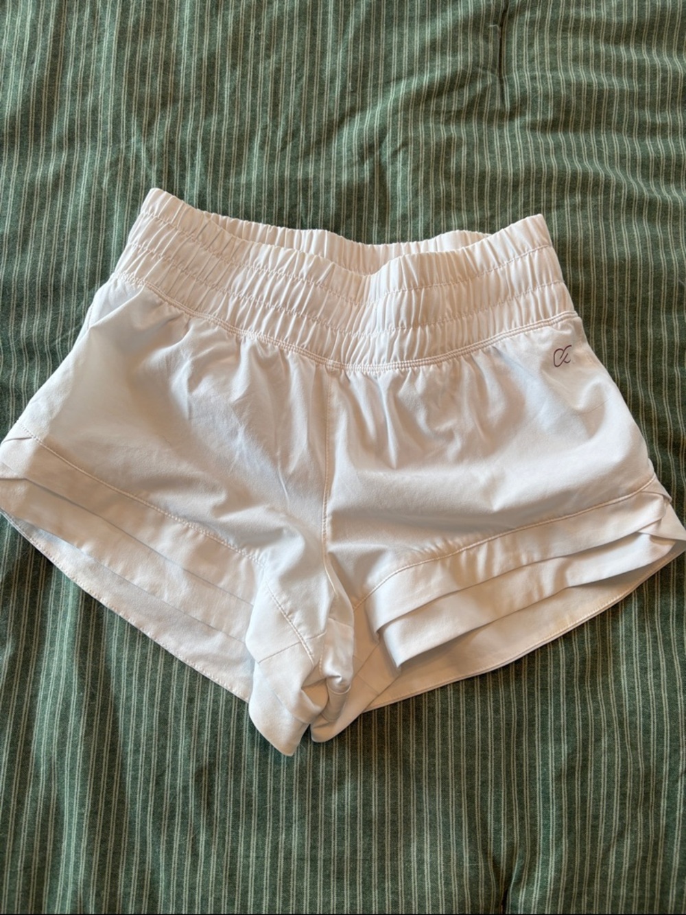 CALIA by Carrie Underwood White Layered Hem Athletic Shorts